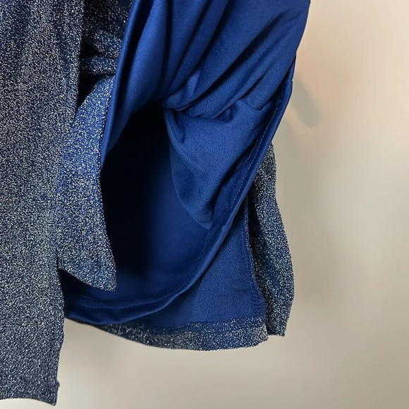 SERRA Dark Blue Shimmer Sparkly Ladies Front Knot Sleeveless Dress Size M - Picture 5 of 8